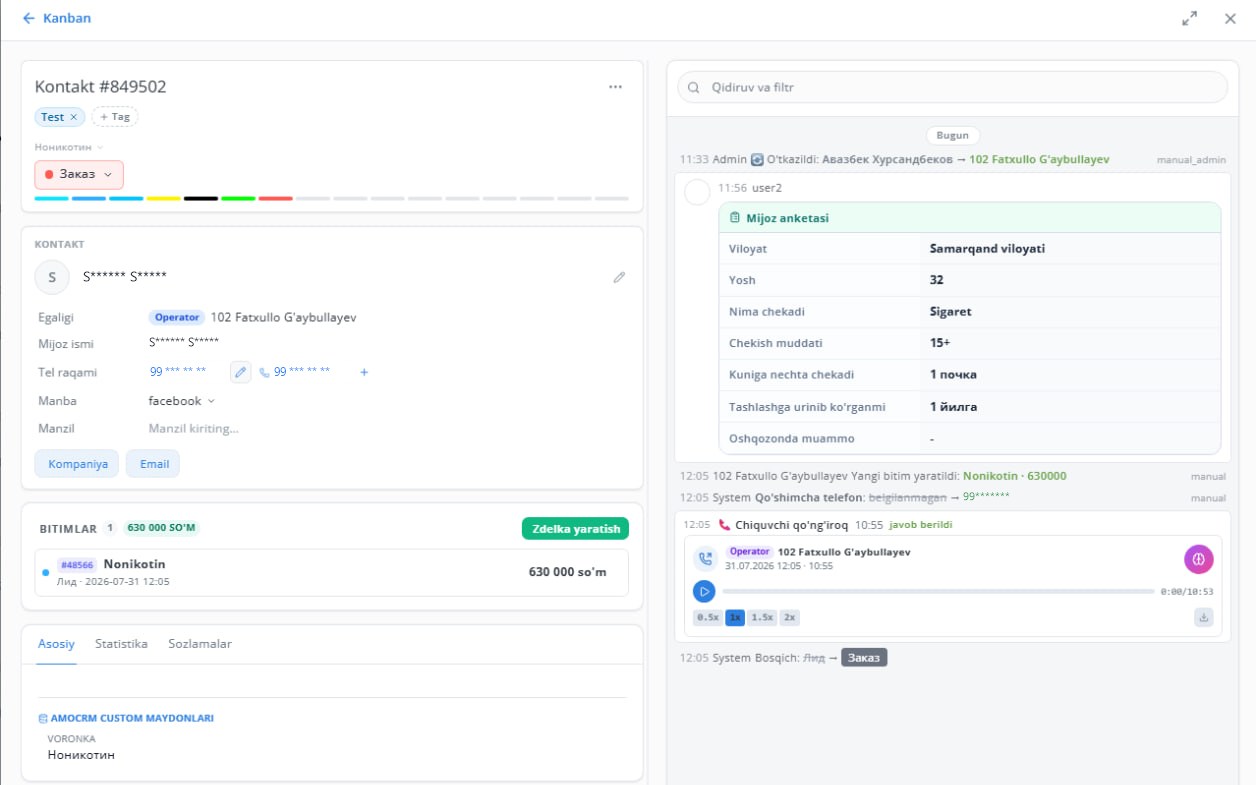 5CRM — Lead & call view screenshot